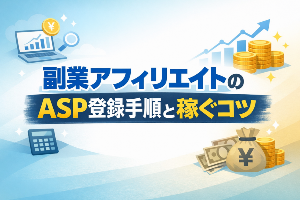 副業アフィリエイトのASP登録手順と稼ぐコツ
